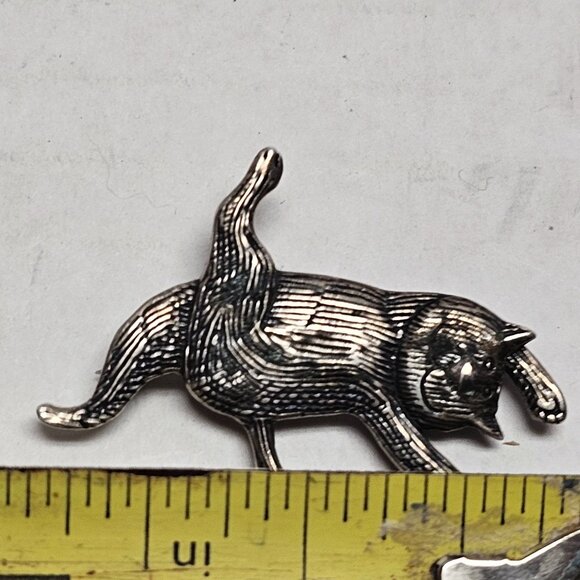 Vintage Sterling Eman Govey Pin Brooch Dancing Happy Feline Cat Edward Gorey - Picture 9 of 11
